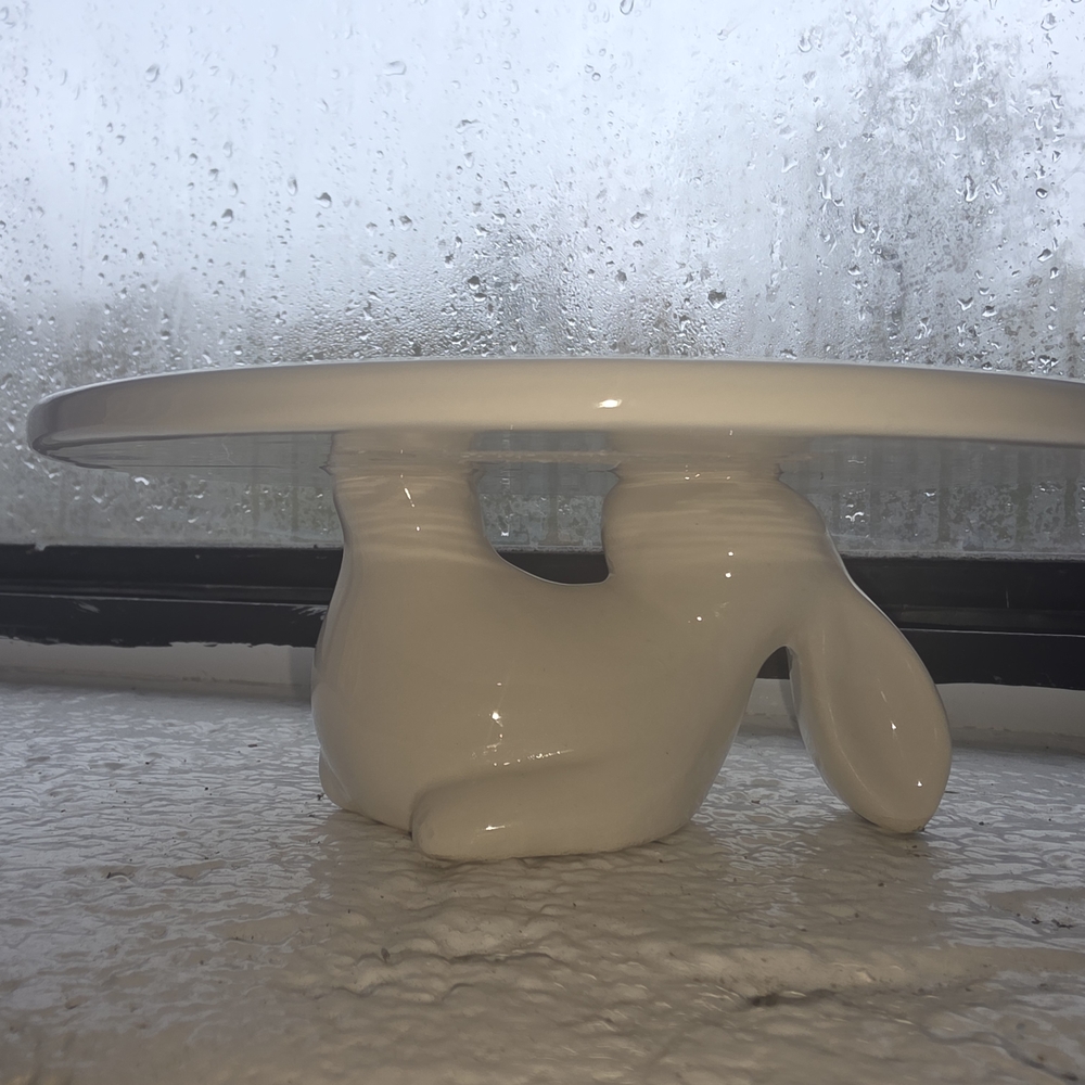 Cream Ceramic Bunny Cake Stand